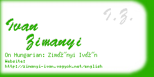 ivan zimanyi business card